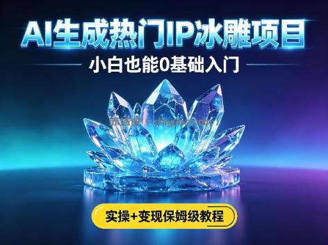 AI生成热门ip冰雕项目，小白也能0基础入门，实操+变现保姆级教程
