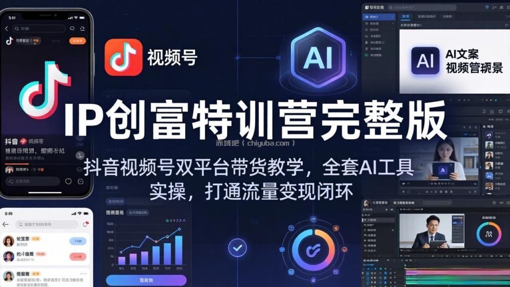 IP创富特训营完整版：抖音视频号双平台带货教学，全套AI工具实操，打通流量变现闭环