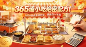 365道小吃绝密配方！2026低成本轻创业，摆摊日入不愁