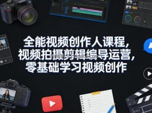 全能视频创作人课程，视频拍摄剪辑编导运营，零基础学习视频创作(更新2026年4月)