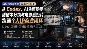 AI+创作训练营26年第5期-更新：从Codex、AI生图视频到剧本分镜与电影感短片，跑通个人IP商业闭环