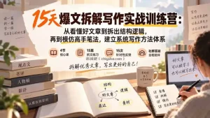 15天爆文拆解写作实战训练营：从看懂好文章到拆出结构逻辑，再到模仿高手笔法，建立系统写作方法体系