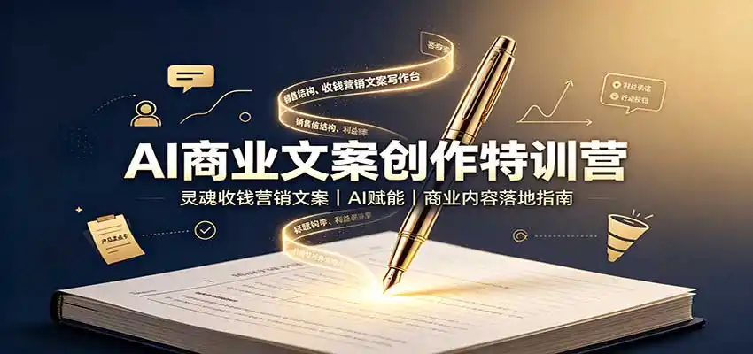 AI商业文案创作特训营:灵魂收钱营销文案,AI赋能,商业内容落地指南