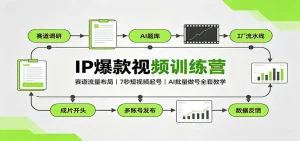 IP爆款视频训练营：赛道流量布局，7秒短视频起号，AI批量做号全套教学