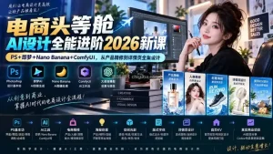 电商头等舱AI设计全能进阶2026新课：PS+即梦+Nano Banana+ComfyUI，从产品精修到详情页全案设计