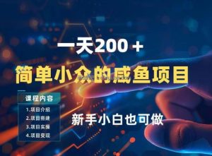一天收入2张，一个简单小众的咸鱼项目，0门槛小白也能做