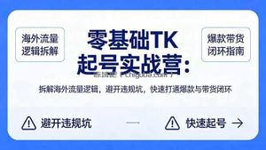 零基础 TK 起号实战营：拆解海外流量逻辑，避开违规坑，快速打通爆款与带货闭环