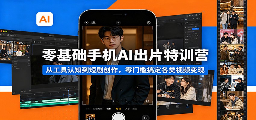 零基础手机AI出片特训营:从工具认知到短剧创作,零门槛搞定各类视频变现