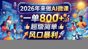 2026年来做AI微课，一单800+，超级简单，风口暴利，告别打工！