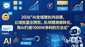 2026AI全域增长内训课，公域批量出爆款，私域精准做转化，用AI打通1000W净利的方法论(更新)