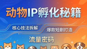 动物IP孵化全套秘籍，三大核心技法拆解，打造爆款萌宠短剧，轻松拿捏赛道流量密码