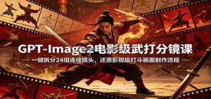GPT-Image2电影级武打分镜课：一键拆分24组连续镜头，还原影视级打斗画面制作流程