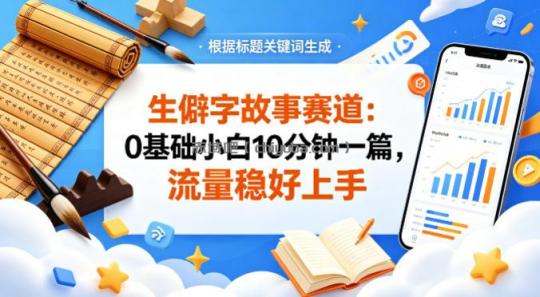 公众号流量主——生僻字故事赛道，流量稳，好上手，0基础小白也能10分钟一篇
