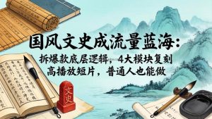 国风文史成流量蓝海：拆爆款底层逻辑，4大模块复刻高播放短片，普通人也能做