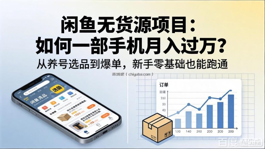 闲鱼无货源项目:如何一部手机月入过万?从养号选品到爆单,新手零基础也能跑通
