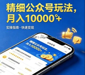 精细化公众号玩法，我们给你提供文章，你来负责发布，收益可观，月入1W+【揭秘】