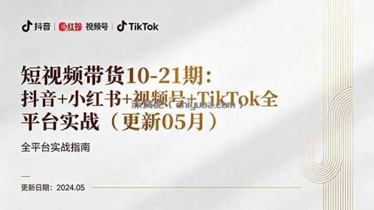 短视频带货10-21期:抖音+小红书+视频号+TikTok全平台实战(更新05月
