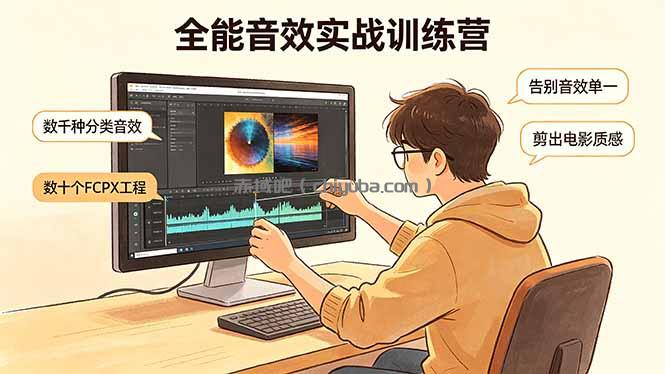 全能音效实战训练营：数千种分类音效+数十个FCPX工程，告别音效单一，剪出电影质感
