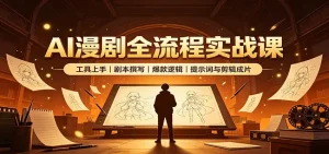AI漫剧全流程实战课：工具上手、剧本撰写、爆款逻辑、提示词与剪辑成片