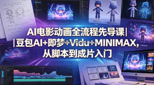 AI电影动画全流程先导课｜豆包AI+即梦+Vidu+MINIMAX，从脚本到成片入门