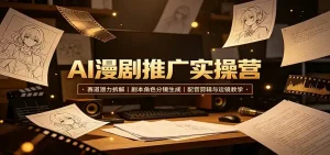 AI漫剧推广实操营：赛道潜力拆解，剧本角色分镜生成，配音剪辑与运镜教学