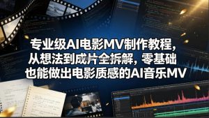 专业级AI电影MV制作教程，从想法到成片全拆解，零基础也能做出电影质感的AI音乐MV