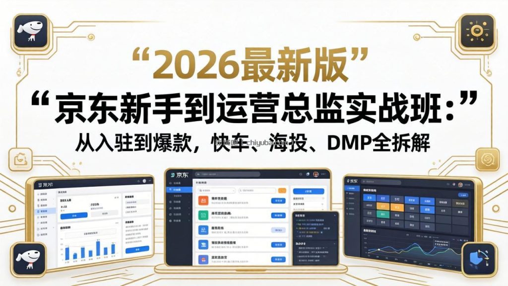 京东新手到运营总监实战班:从入驻到爆款,快车、海投、DMP全拆解,2026最新版