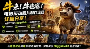 牛来！牛德赛！电影级动画片制作流程详细分享！电影工作室Higgsfield一站式创作平台，完整创作流程
