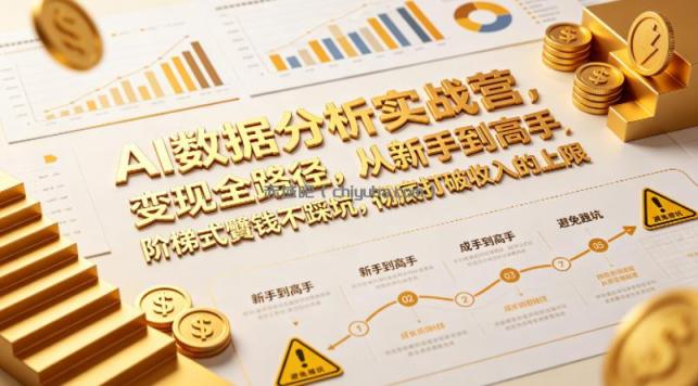 AI数据分析实战营,变现全路径,从新手到高手,阶梯式賺钱不踩坑,彻底打破收入的上限