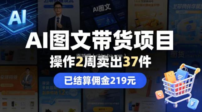 AI图文带货项目，操作2周卖出37件，已结算佣金219