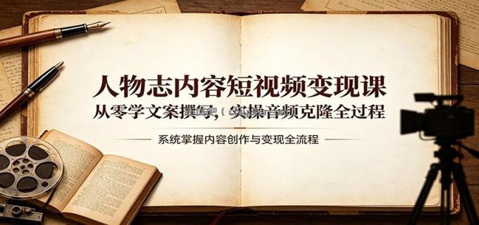 人物志内容短视频变现课:从零学文案撰写,实操音频克隆全过程