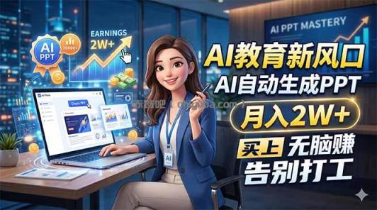 AI教育新风口,AI自动生成PPT,月入2W+,无脑赚,告别打工