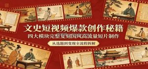 文史短视频爆款创作秘籍：四大模块完整复刻国风高流量短片制作