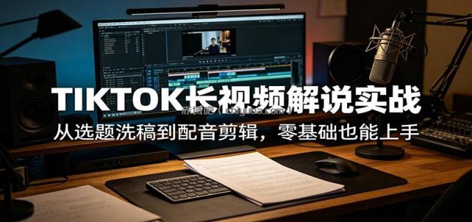 TIKTOK长视频解说实战:从选题洗稿到配音剪辑,零基础也能上手