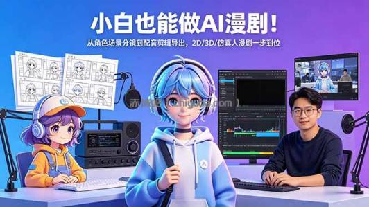 小白也能做AI漫剧！从角色场景分镜到配音剪辑导出，2D/3D/仿真人漫剧一步到位