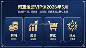 淘宝运营VIP课2026年5月：解决没利润、没流量、没转化、没爆发四大核心难题