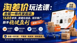淘差价玩法课：合规一件代发起店，1688拿货、数据化选品、低价推广，新手稳健盈利(更新8月