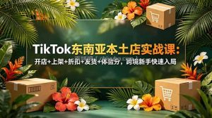 TikTok东南亚本土店实战课：开店+上架+折扣+发货+体验分，跨境新手快速入局