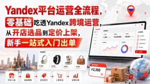 Yandex平台运营全流程，零基础吃透Yandex跨境运营，从开店选品到定价上架，新手一站式入门出单