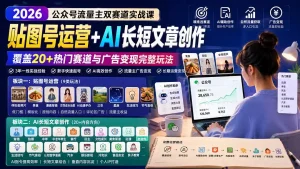 公众号流量主双赛道实战课：贴图号运营+AI长短文章创作，覆盖20+热门赛道与广告变现完整玩法