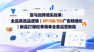 亚马逊跨境实战课-更新8月：全品类选品逻辑｜SP/SB/SD广告精细化｜新品打爆旺季爆单全套运营教程
