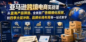 亚马逊跨境电商实战课，从蓝海产品筛选、全类型广告精细化投放，到四季大促冲刺、品牌长线布局等一站式教学(更新0831)