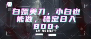 白嫖美刀，小白也能做，稳定日入800+