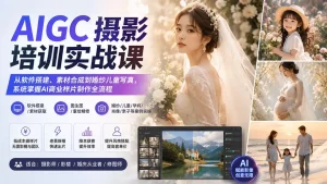 AIGC摄影培训实战课：从软件搭建、素材合成到婚纱儿童写真，系统掌握AI商业样片制作全流程