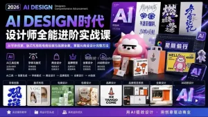 2026AI DESIGN时代设计师全能进阶实战课：从字体创意、版式布局到电商包装与品牌全案，掌握AI商业设计完整方法