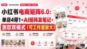 小红书电商矩阵6.0：单店4带1+AI矩阵发笔记+测怼双模式(可工作室放大)