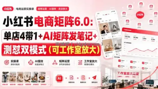 小红书电商矩阵6.0：单店4带1+AI矩阵发笔记+测怼双模式(可工作室放大)