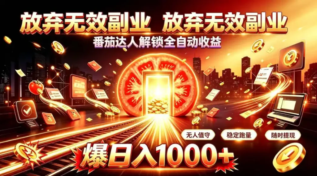 放弃无效副业，番茄达人解锁全自动收益，日入1k+，门槛最低的线上轻资产项目【揭秘】