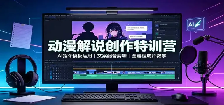 动漫解说创作特训营：AI指令模板运用，文案配音剪辑，全流程成片教学