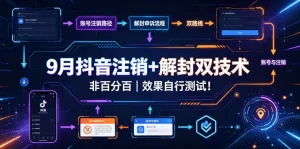 9月抖音注销+解封双技术，非百分百，效果自行测试！